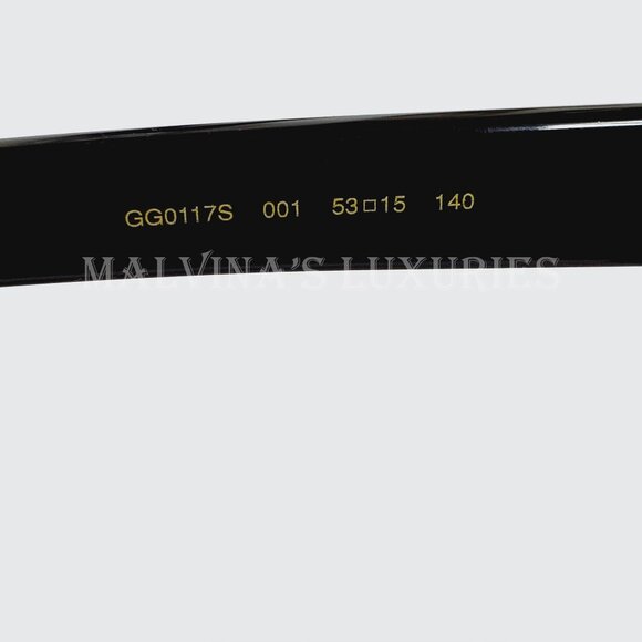 GUCCI SUNGLASSES GG0117S 001 OVERSIZED CAT EYE BLACK ACETATE LIPS - Picture 9 of 13